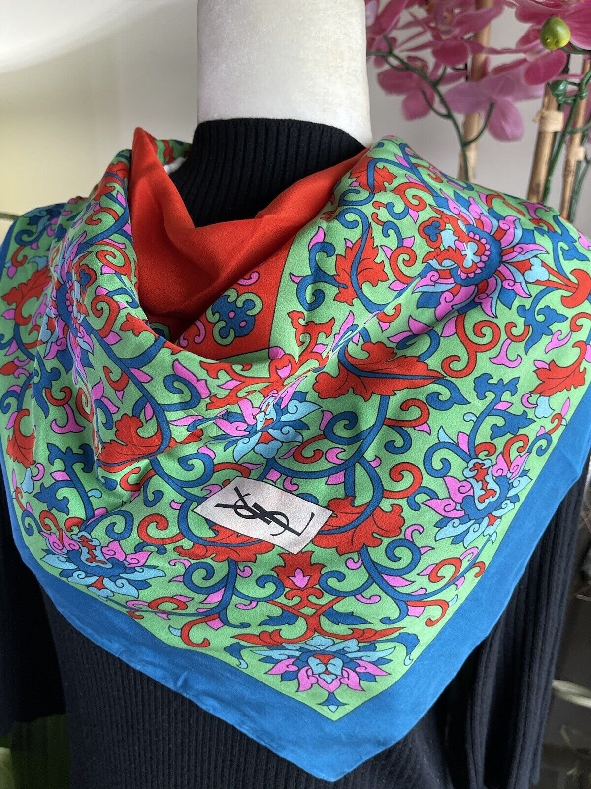 Yves Saint Laurent YSL Square Silk Scarf