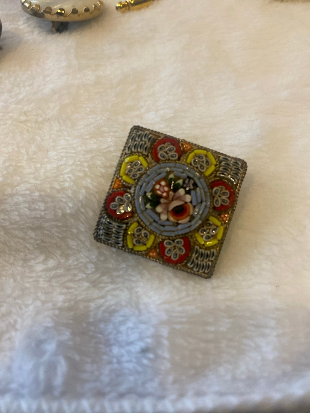 VINTAGE Italian Micro Miniature Mosaic Pin