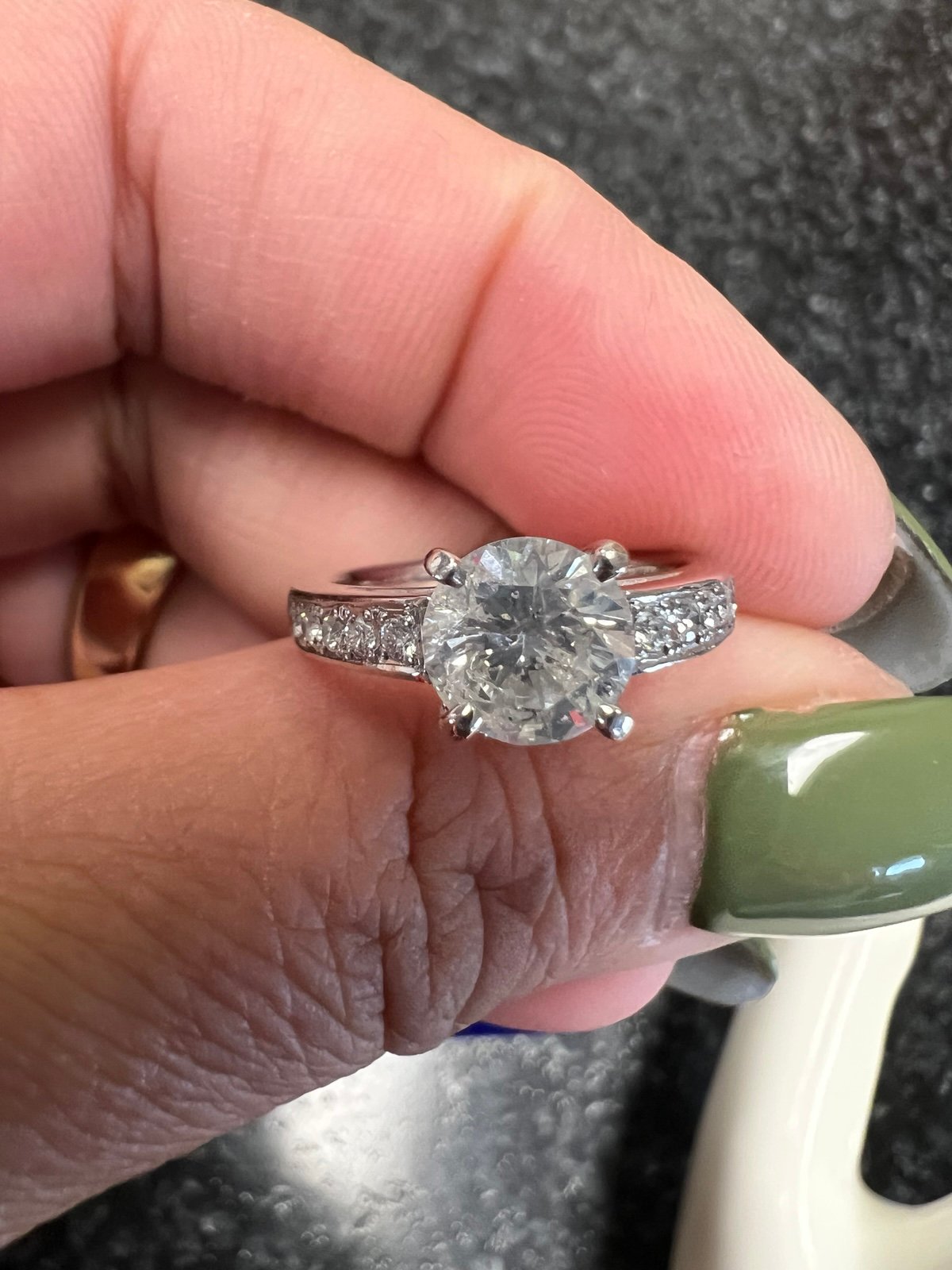 Natural diamond engagement ring