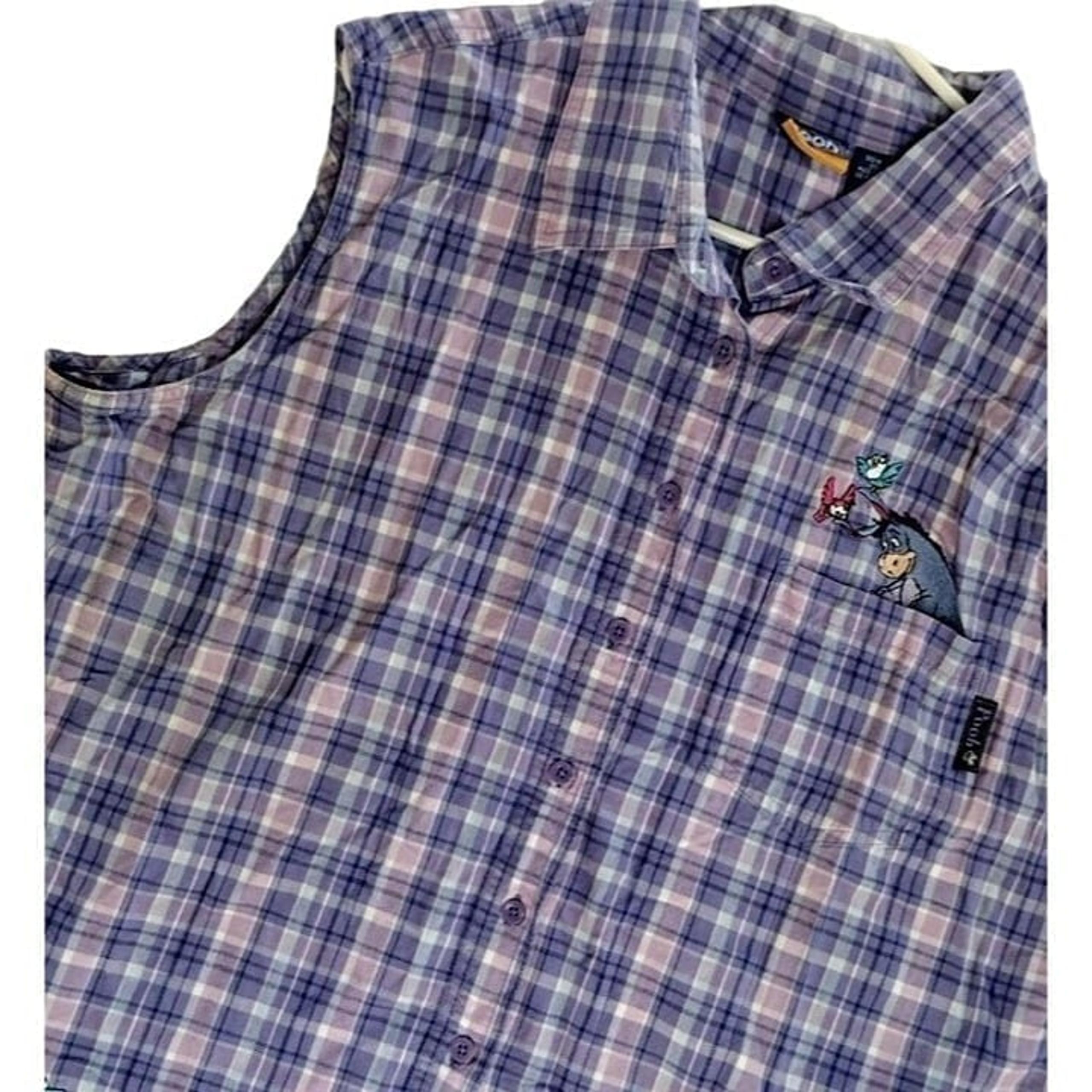 Disney Pooh Women's Top Sleeveless Purple Plaid 18W/20W