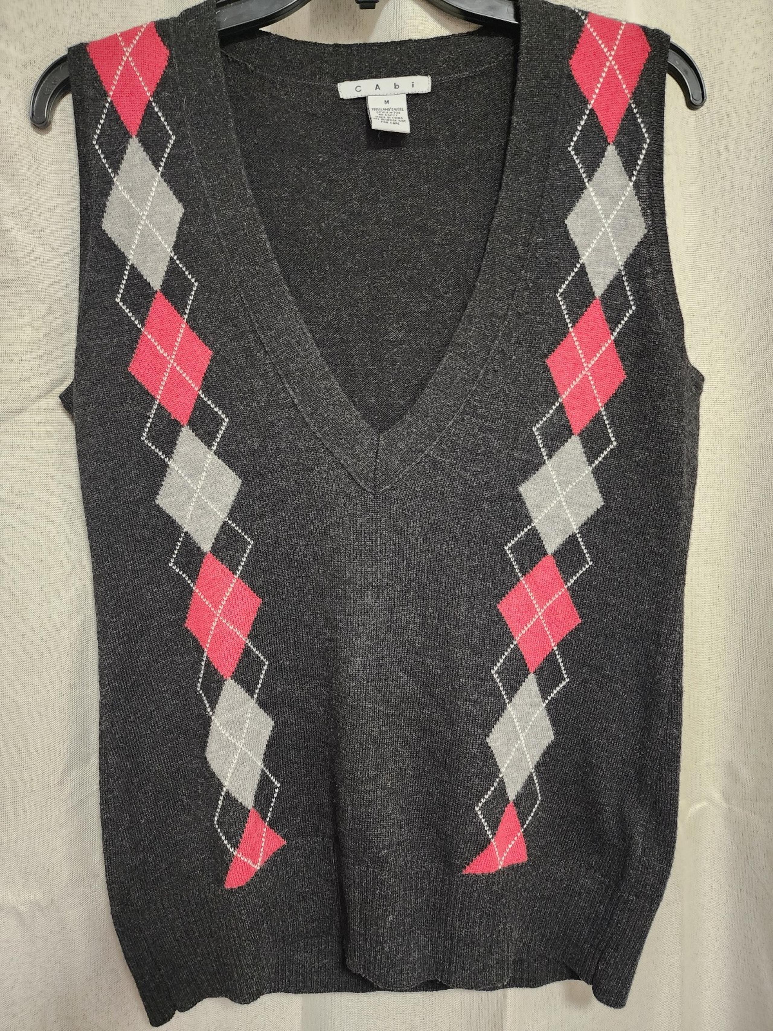CAbi Arglye Vest, Size Medium, 100% Lambs Wool, EUC