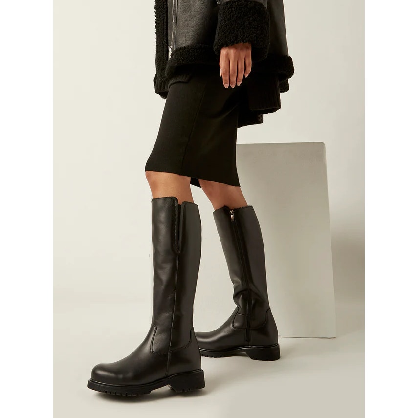 La Canadienne Womens Helene Knee-High Boots US 8.5M EU 39 Black WP Leather NWOB