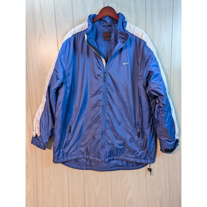 Vintage 90s Y2K Nike Jacket Full Zip Blue White Size XL Outdoor Lined Swish