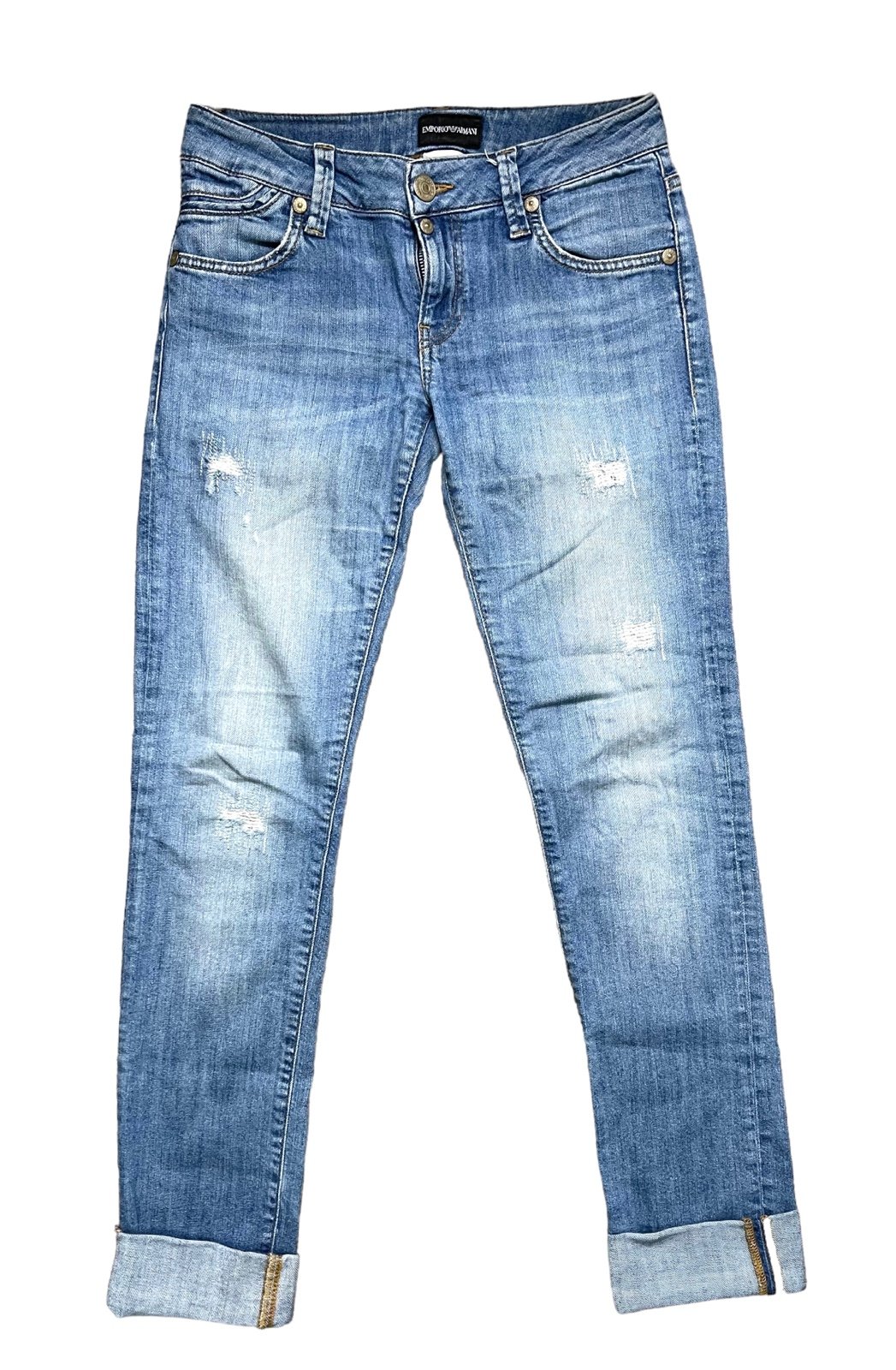 Emporio Arman New Mischa Womens Blue Jeans Designer Denim Zipper Pocket Size S