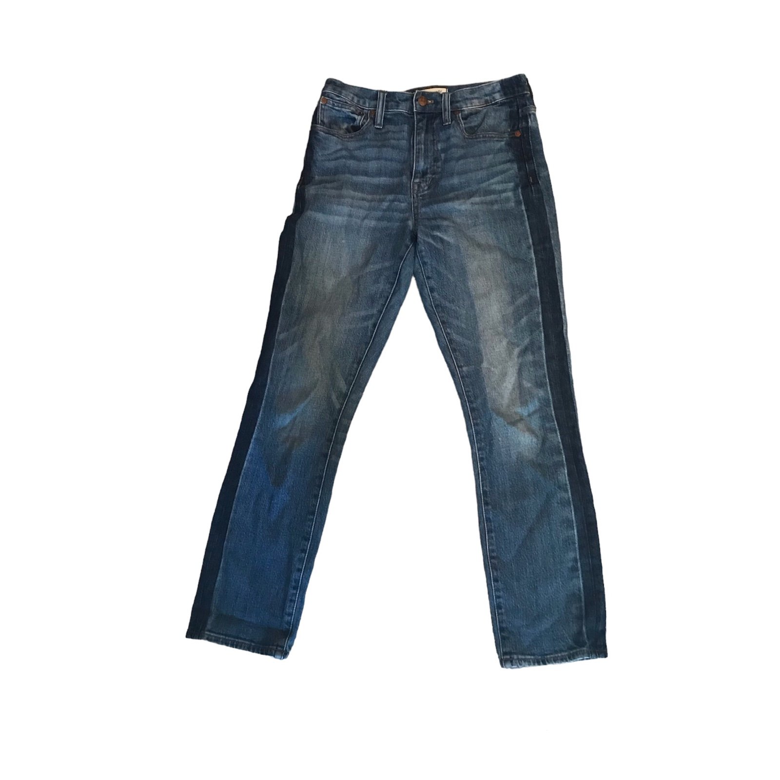 J. Crew The Highest Rise Slim Boyjean Two Color Toned Racing Stripe Jeans
