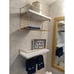 2+1 Tier Wall Mounted Floating Shelves with Metal Frame, Wood Bathroom Shelves