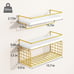 2+1 Tier Wall Mounted Floating Shelves with Metal Frame, Wood Bathroom Shelves