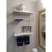 2+1 Tier Wall Mounted Floating Shelves with Metal Frame, Wood Bathroom Shelves