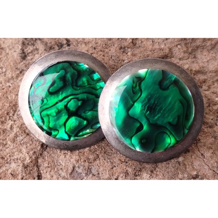 Vintage Southwestern Sterling Silver Paua Shell Earrings