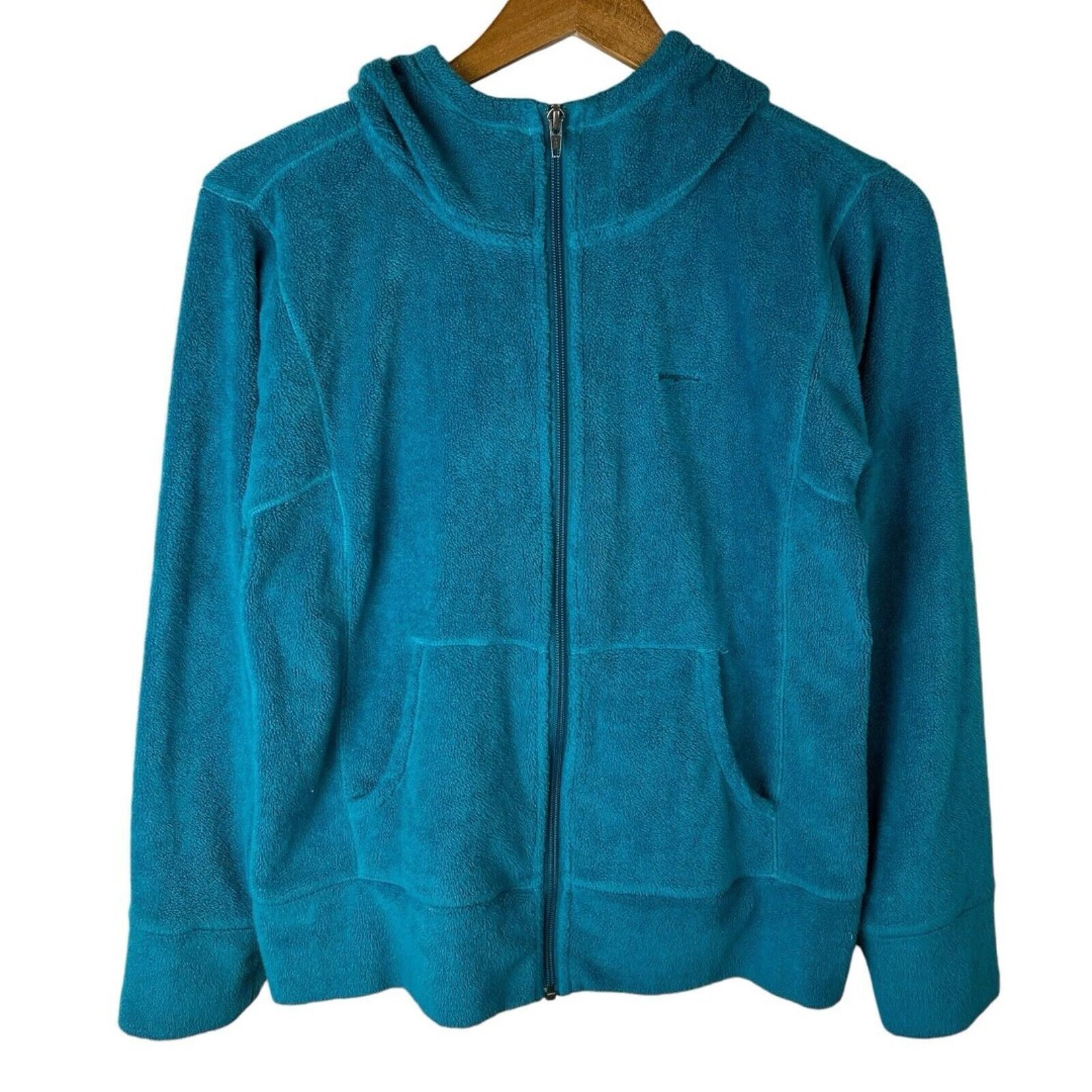 Patagonia Womens Sz M Hooded Sweatshirt Blue Fleece Zip Up Jacket Cozy Outdoor
