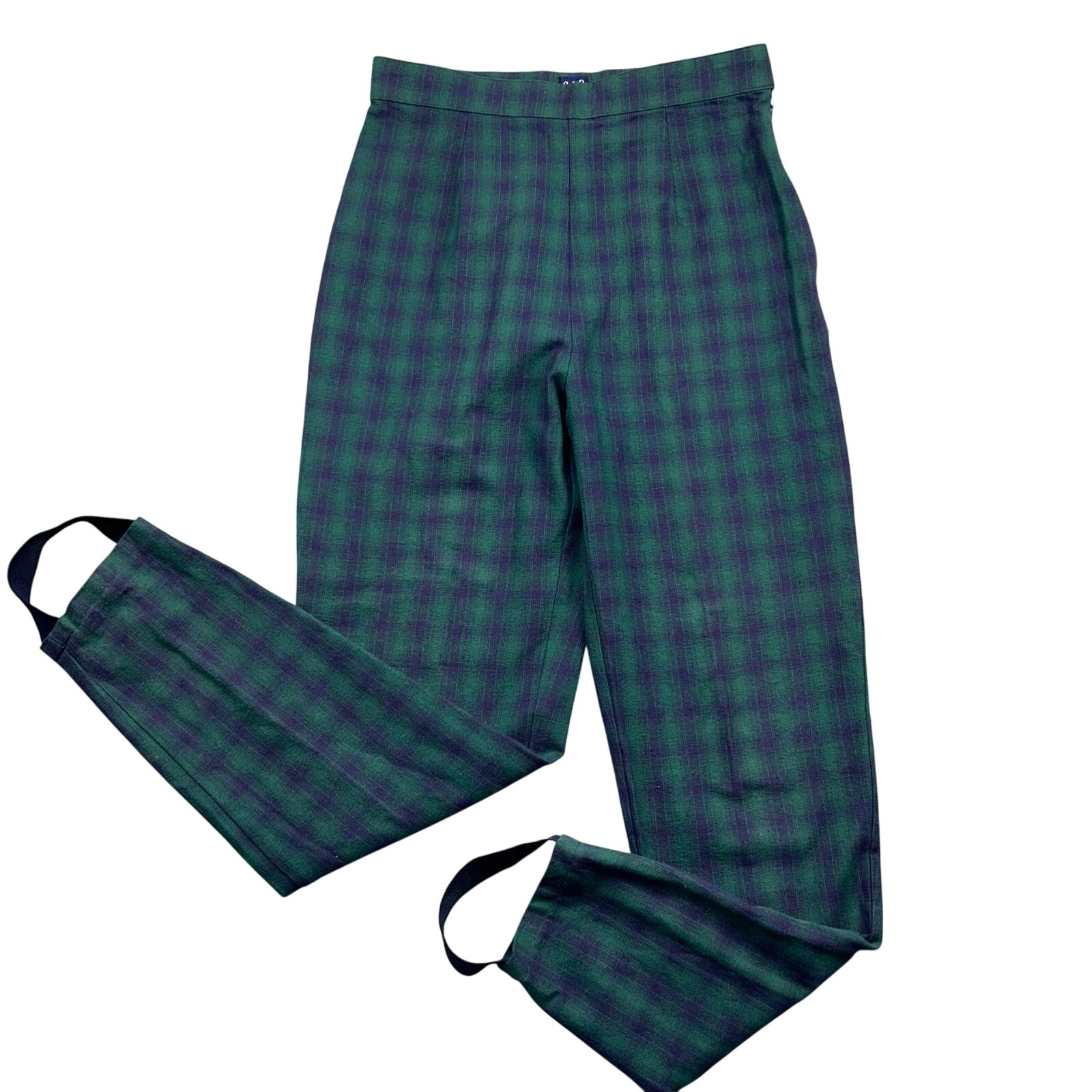 90s Vintage Gap Stirrup Pants High Waisted Pleated Plaid Hi Rise Preppy Academia