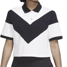 Nike Womens Golf Cropped Polo Shirt DRI-FIT White & Black Size XL DH2326-100.