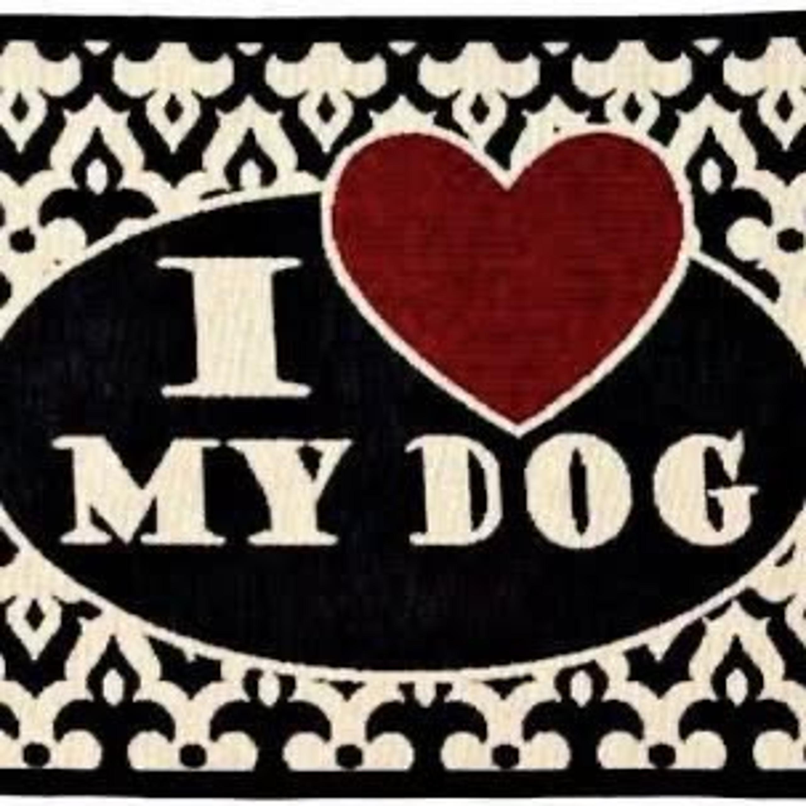 NEW IN PACKAGE! I Love My Dog” Tapestry Food Dish Mat - PetRageous Designs