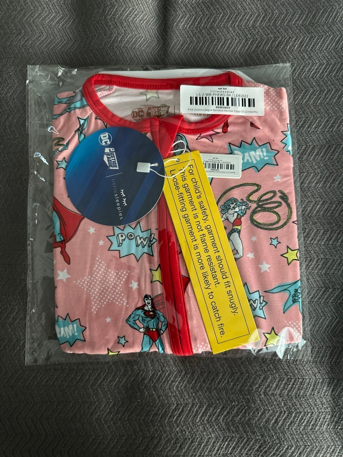 NWT Little Sleepies Justice League Pink Zippy 6-12 months