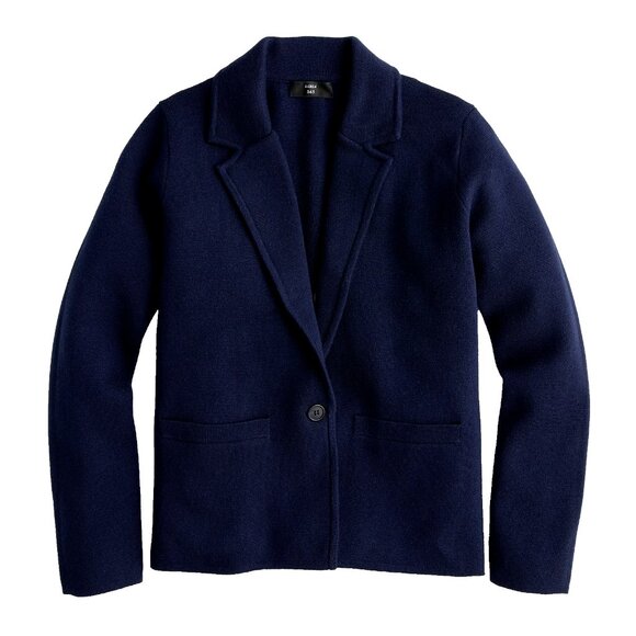 NWT J.Crew Margot in Navy Blue Cropped Single-button Sweater-Blazer XL
