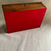 Vintage Mid Century Wood Pressed Butterfly Wing Trinket Box | Red Felt