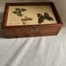 Vintage Mid Century Wood Pressed Butterfly Wing Trinket Box | Red Felt