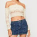 BDG UO Medium Long Sleeve Laddered Knit Sweater Off Shoulder Halter Crop Top NWT