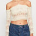 BDG UO Medium Long Sleeve Laddered Knit Sweater Off Shoulder Halter Crop Top NWT
