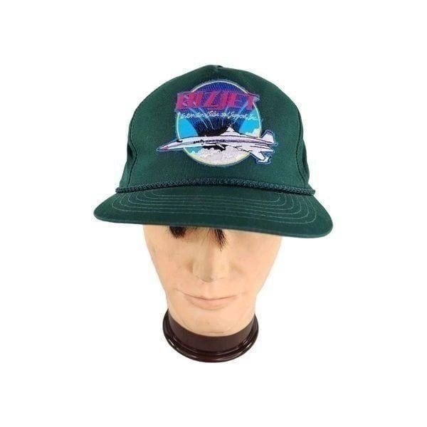 VTG Bizjet Top 3 Snapback Trucker Hat Green Aviator Airplane Cap Hats