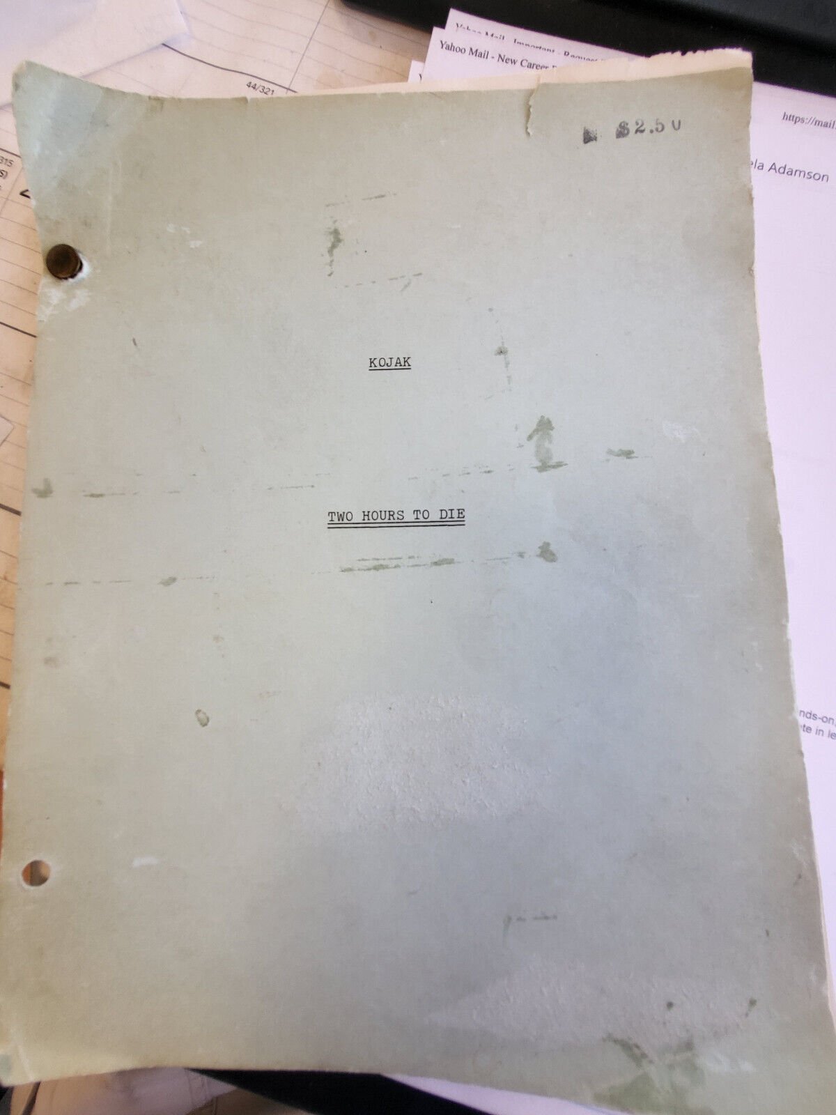 Original KOJAK Script Two Hours To Die