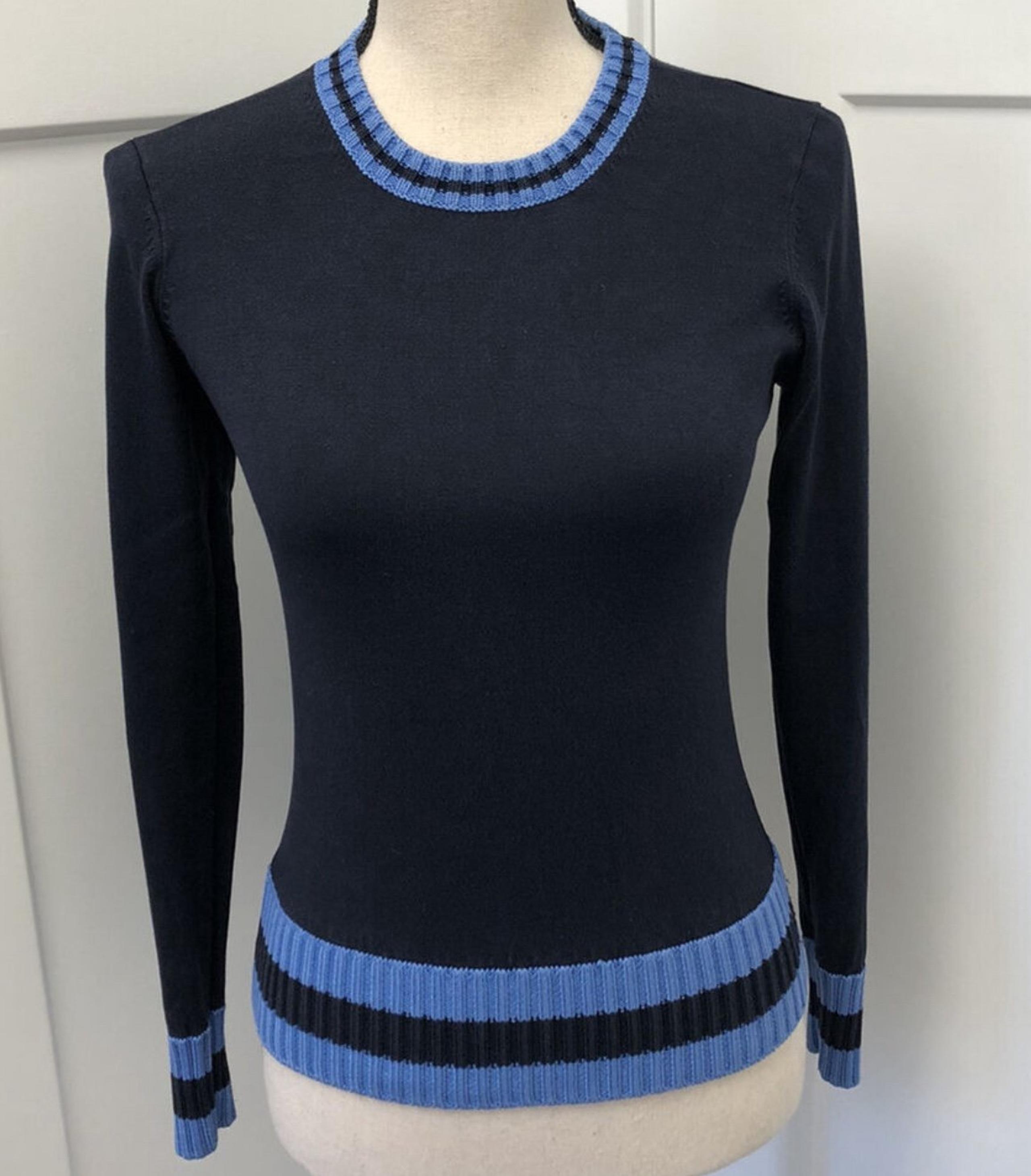 Michael Kors blue pullover sweater, silk and nylon material, sz M, vintage vibes