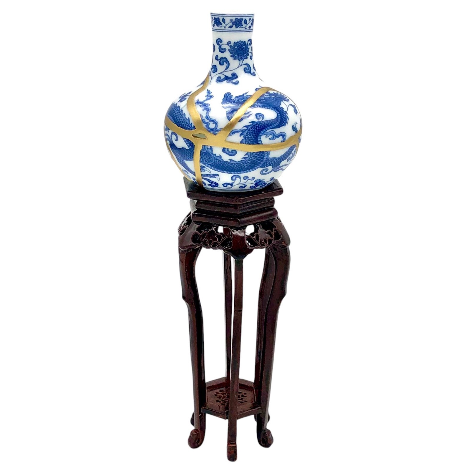 Kintsugi Vase Mini Ming National Palace Museum Gold Crack Art Growth Gift