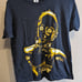 Vintage 90's Star Wars C-3PO Large Print Black T-shirt 1995 Lucas Films Size Lg
