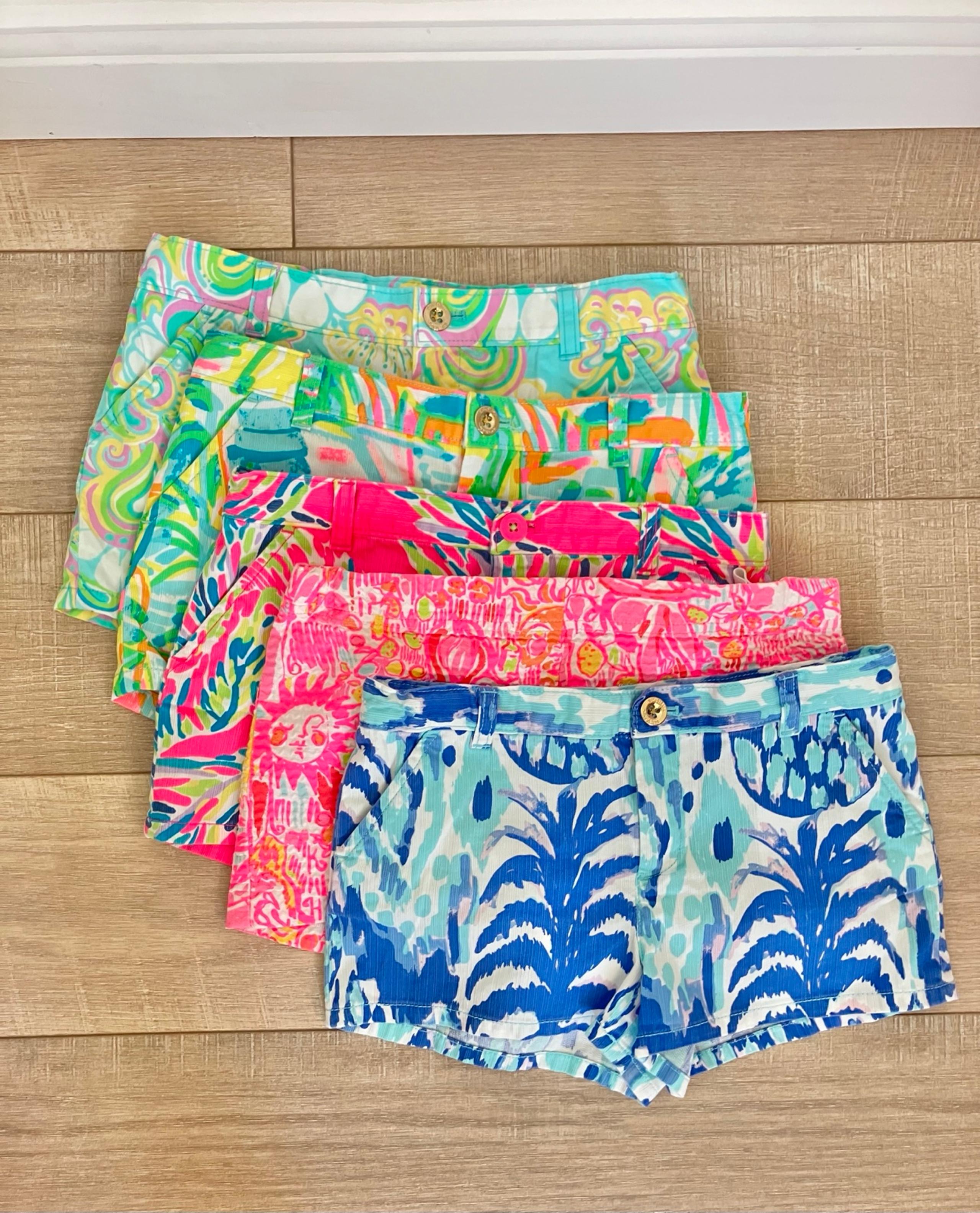 LILLY PULITZER SHORTS SET PINK AND PURPLE AND BLUE AND GREEN AND YELLOW SHORTS
