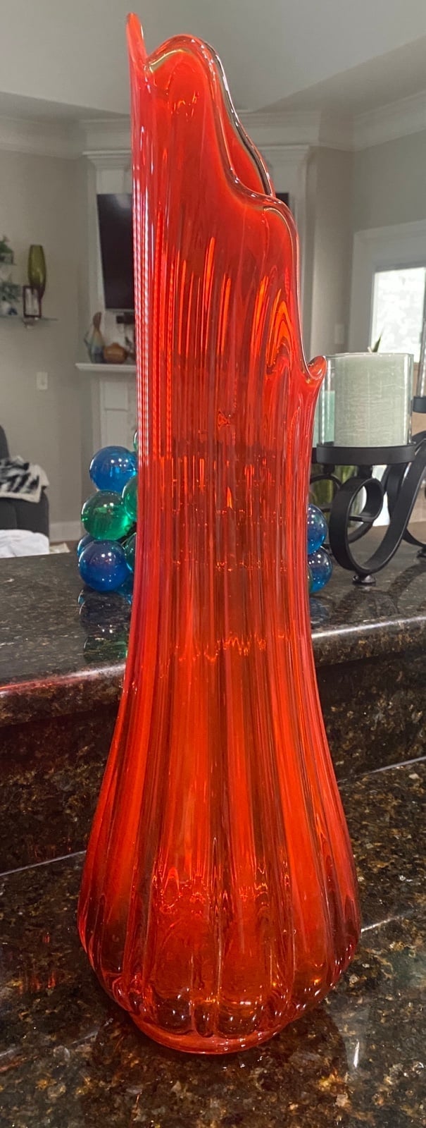 LE Smith Flame Amberina Swung Vase