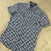 Diesel Shirt Men Medium Blue Plaid Pearl Snap Western Short Sleeve Designer