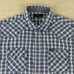 Diesel Shirt Men Medium Blue Plaid Pearl Snap Western Short Sleeve Designer