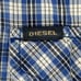 Diesel Shirt Men Medium Blue Plaid Pearl Snap Western Short Sleeve Designer