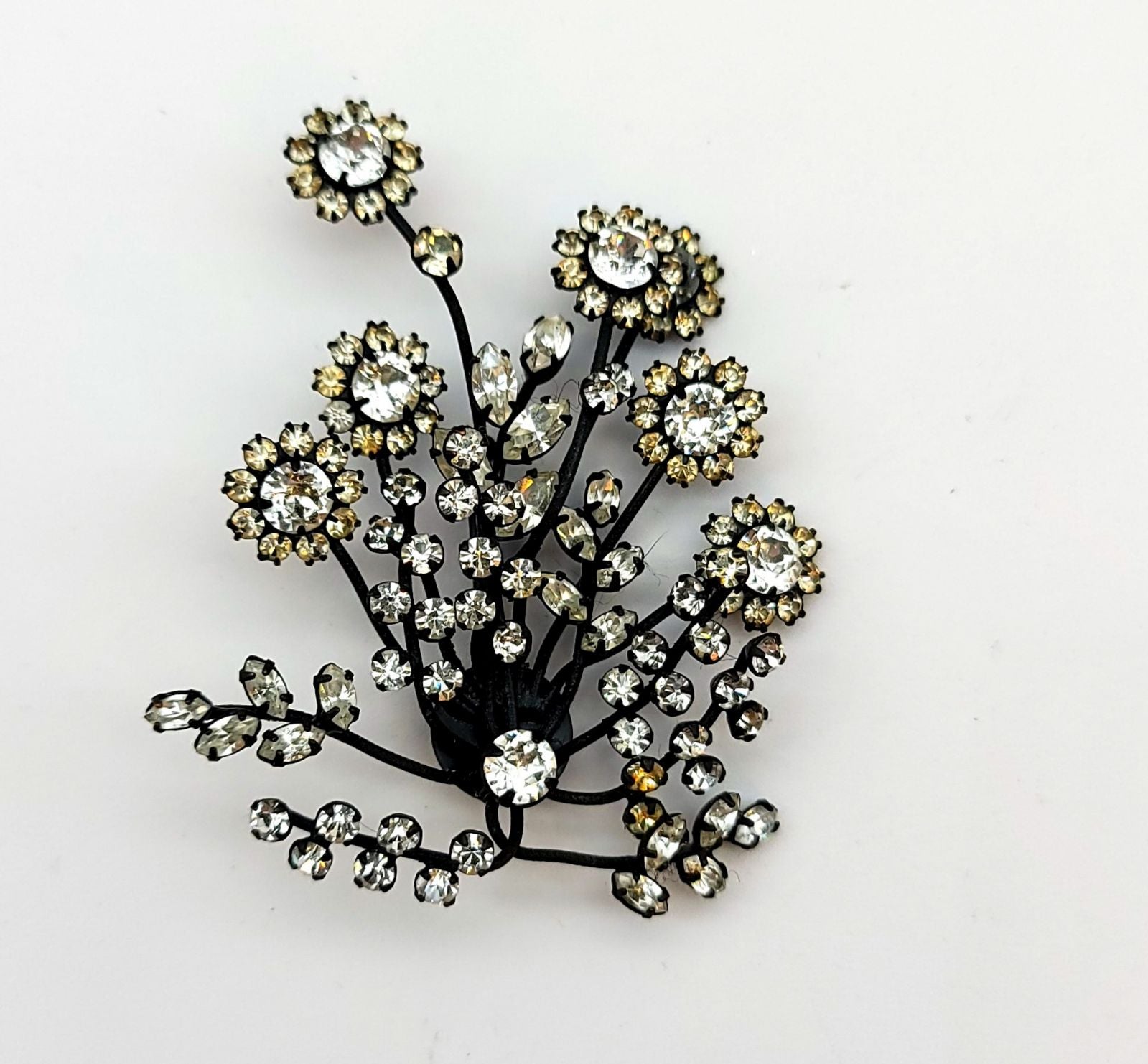 Authenicated Rare Vintage Alice Caviness Demi Parure Black with Clear Rhinestone