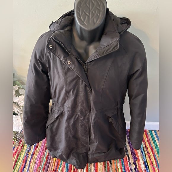 The North Face Long Hooded Jacket HyVent Winter Snow Coat Black Women's Medium