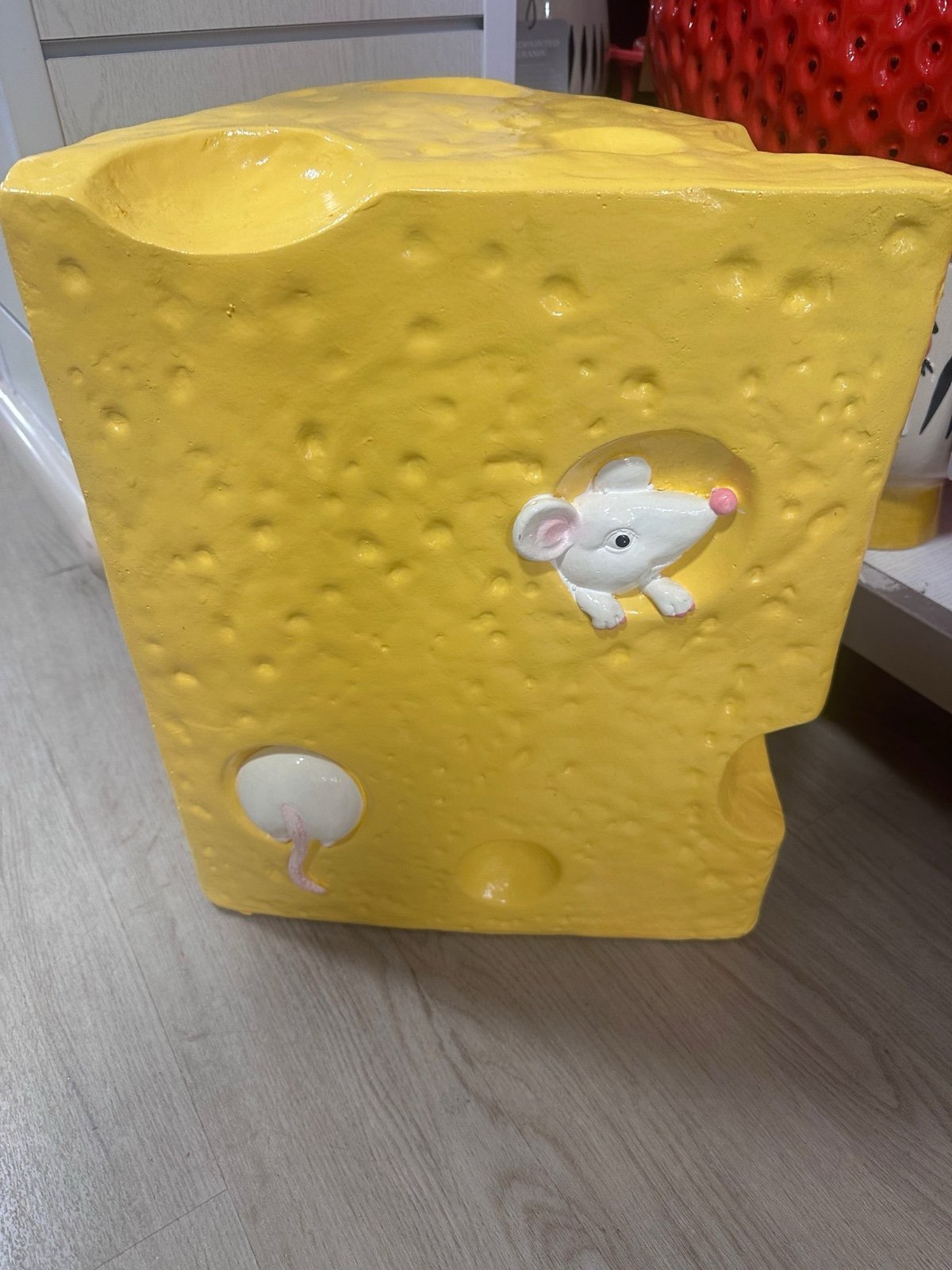 Viral TikTok Cheese With White Mouse Stool/Side Table