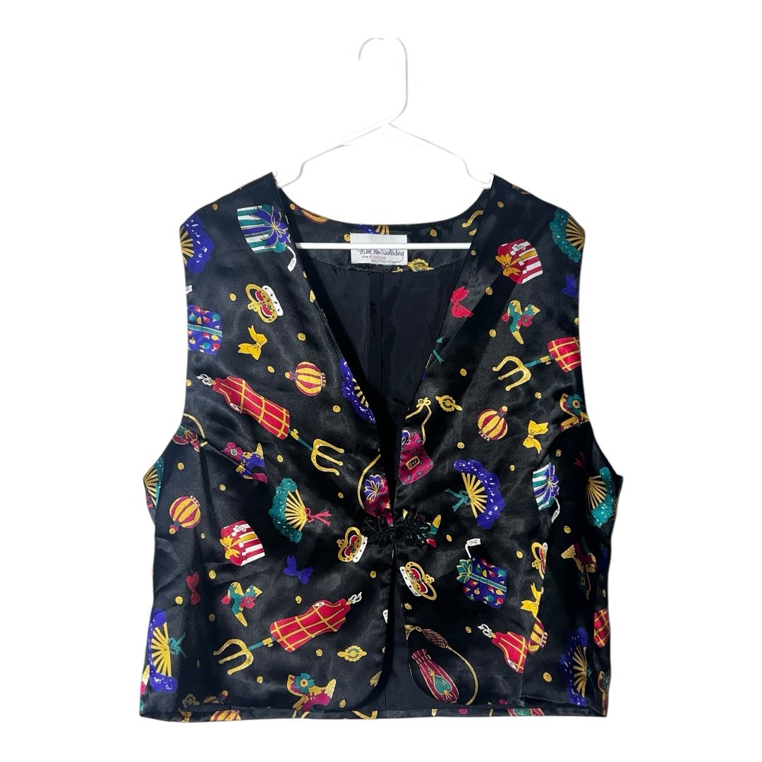 2122. Vintage Diane Von Furstenberg the color authority silk like vest black