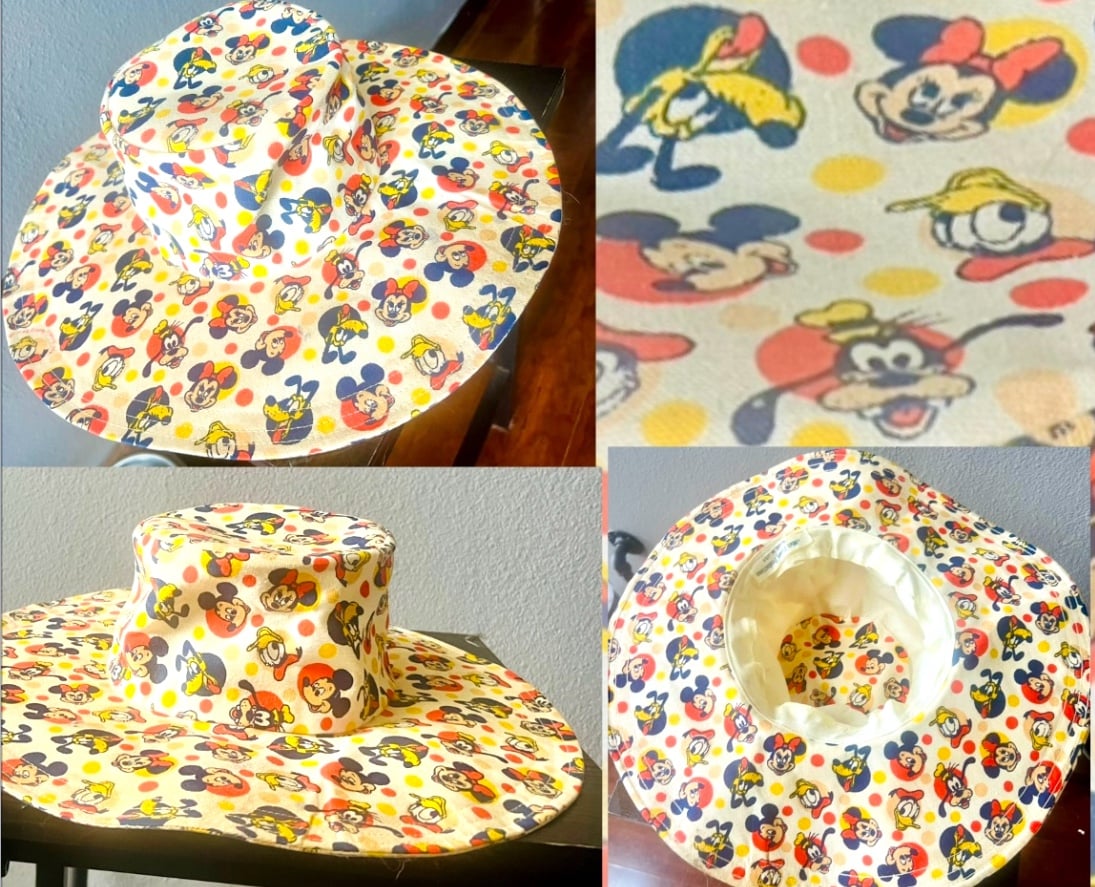 Vtg Walt Disney World Productions Minnie & Mickey Mouse & Friends Floppy Sun Hat