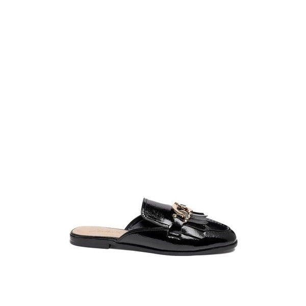 GLADIOLI METAL BUCKLED FRINGE DETAIL MULES - Black 7