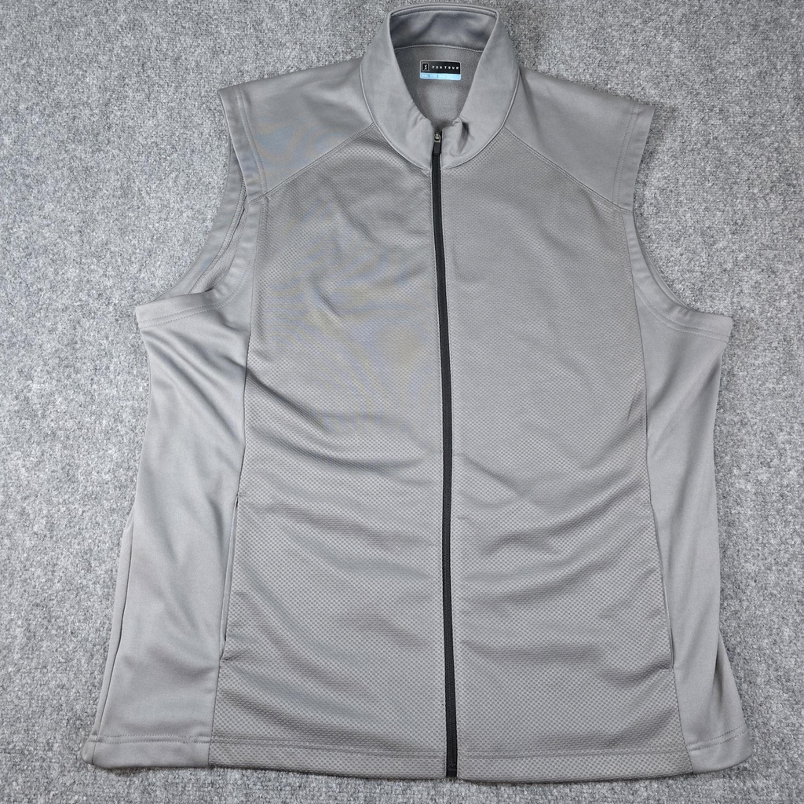 PGA TOUR Mixed Texture Fleece Golf Vest Gray Mens Size XXL 2XL Sports Outdoors