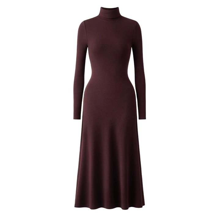 OGL Heavy Thermal Heat-Tech Turtleneck mermaid Midi Dress - Ruby Berry M