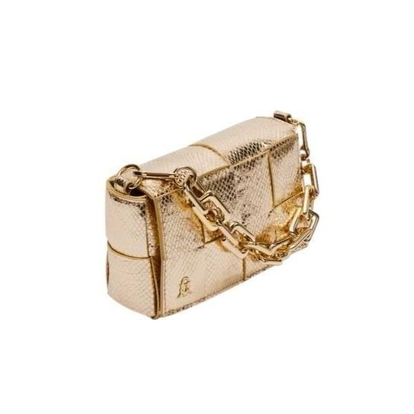 Steve Madden Woven Metallic Snake Clutch Bag NWOT