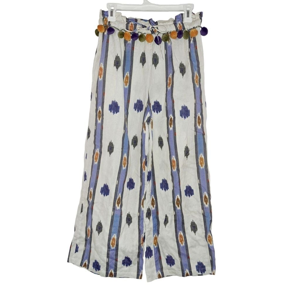 Anthropologie Free People Ollari Pom Pom Wide-Leg Pants Size Small