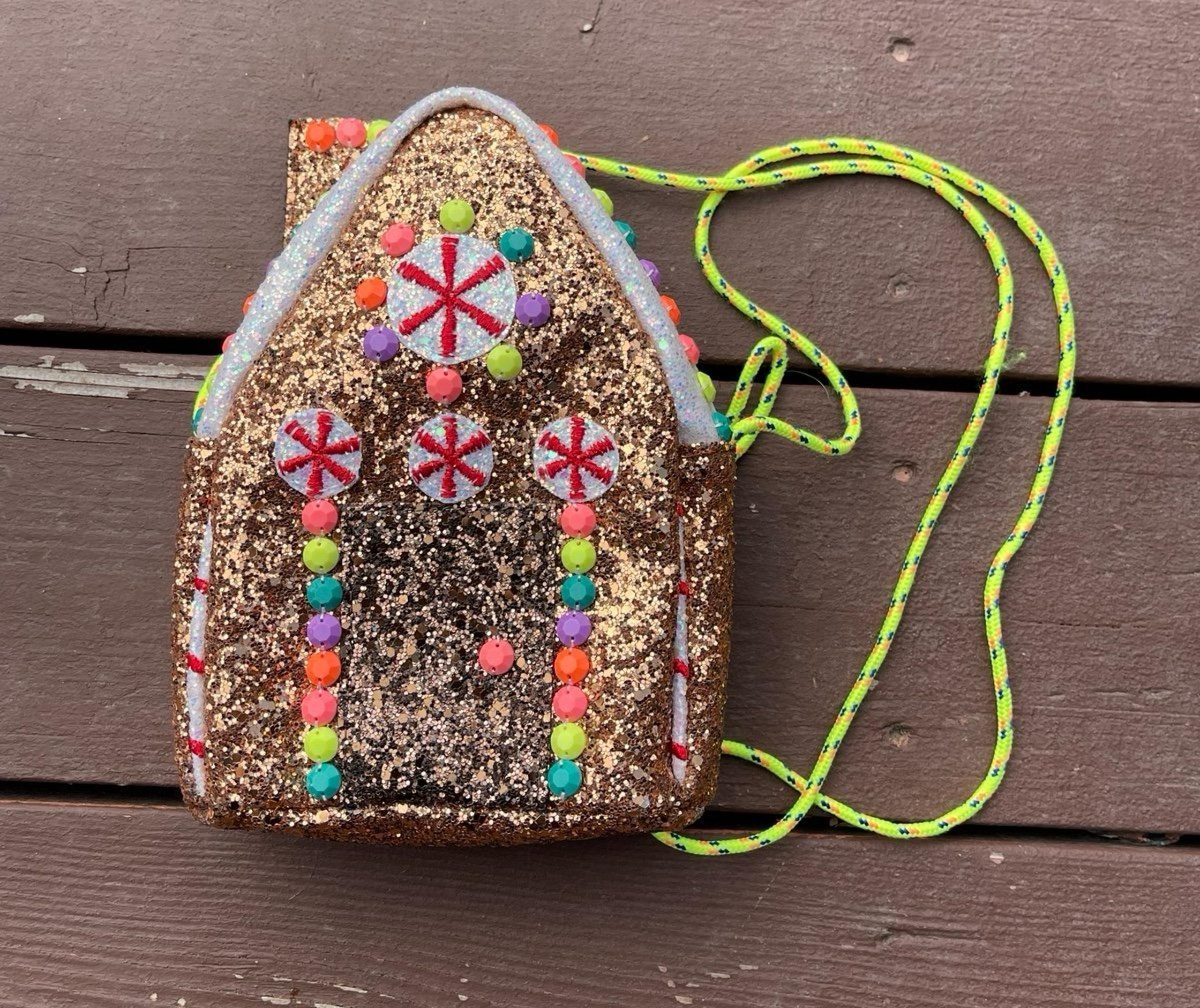 JCrew gingerbread house glitter bag