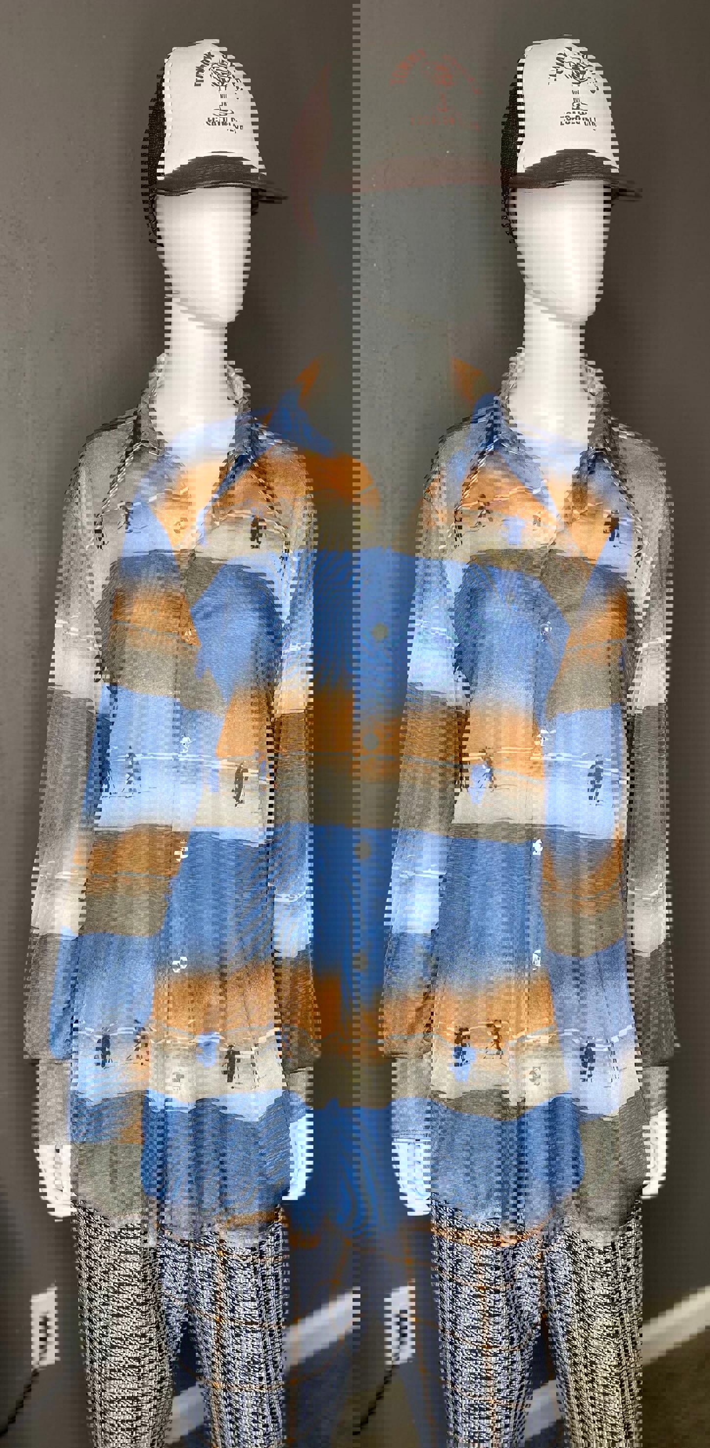 1970's Novelty Print Dagger Collar Shirt from Colebrook size XL