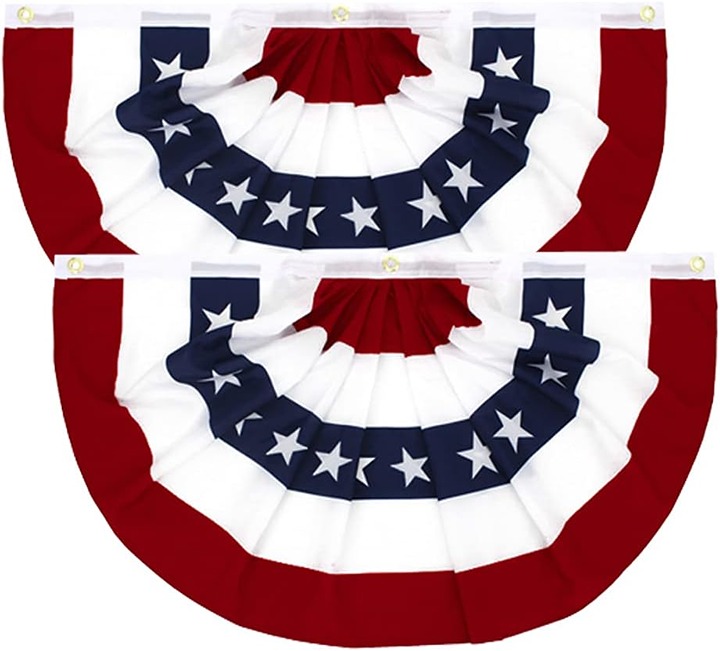 3x6Ft American Pleated Fan Flag Width Approx 180cm 2PC US Patriotic