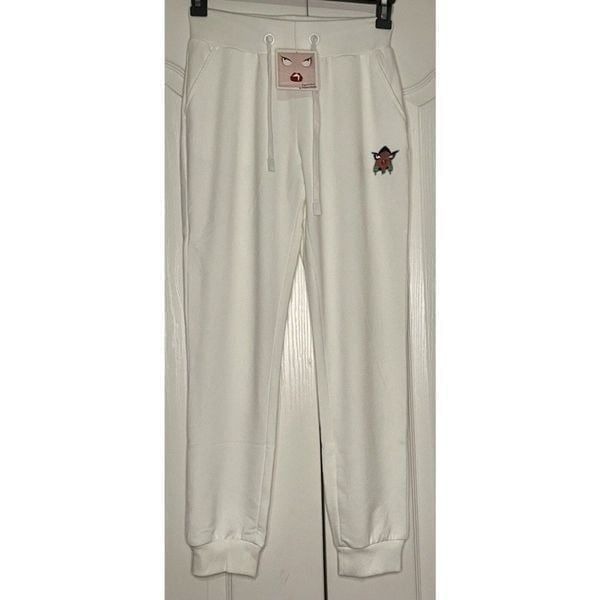Badgley Mischka French Terry Jogger Pants with Pockets White Women's Size XS