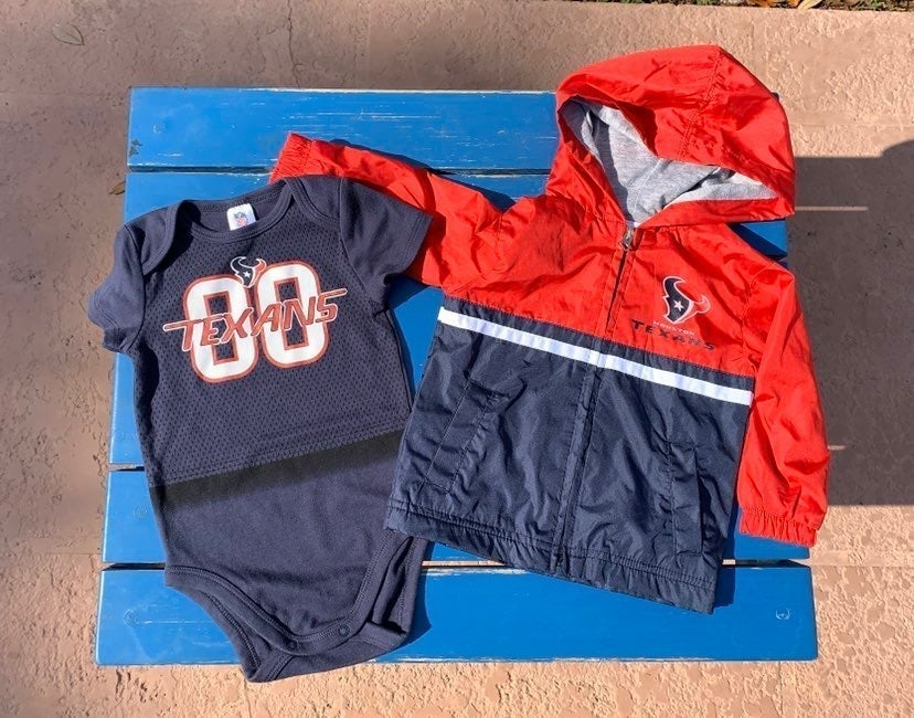 Brand new baby NFL Team Apparel Houston Texans Jacket & Onesie, size 18 months