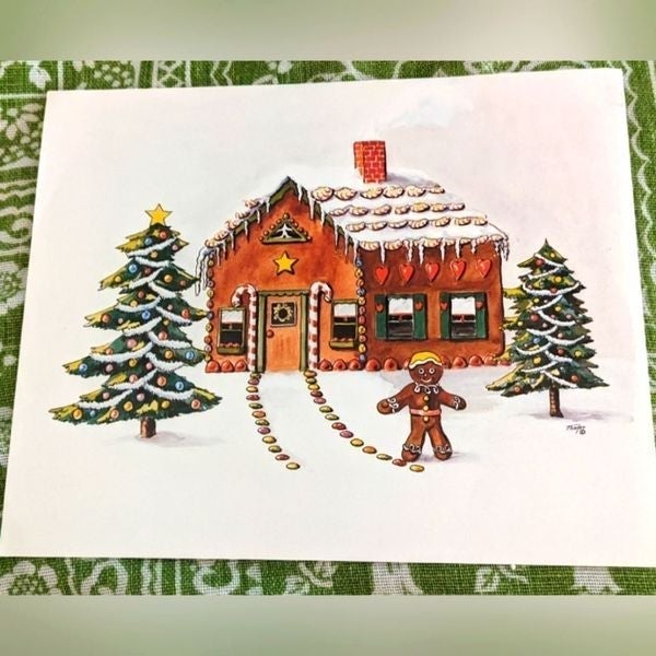 Lois Thayer vintage lithograph art print gingerbread man