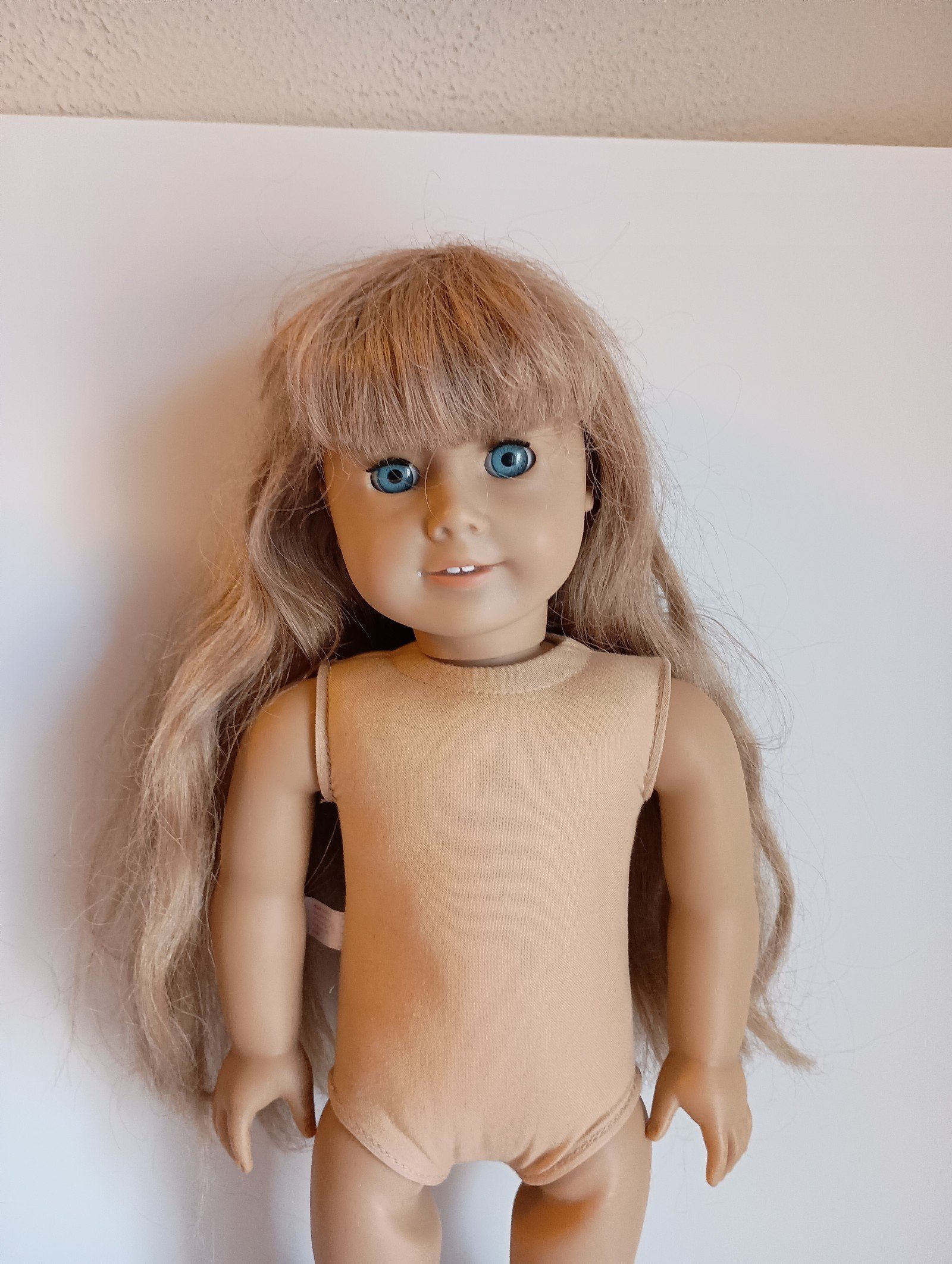 American Girl Kirsten doll blonde blue eyes bangs transitional pleasant company